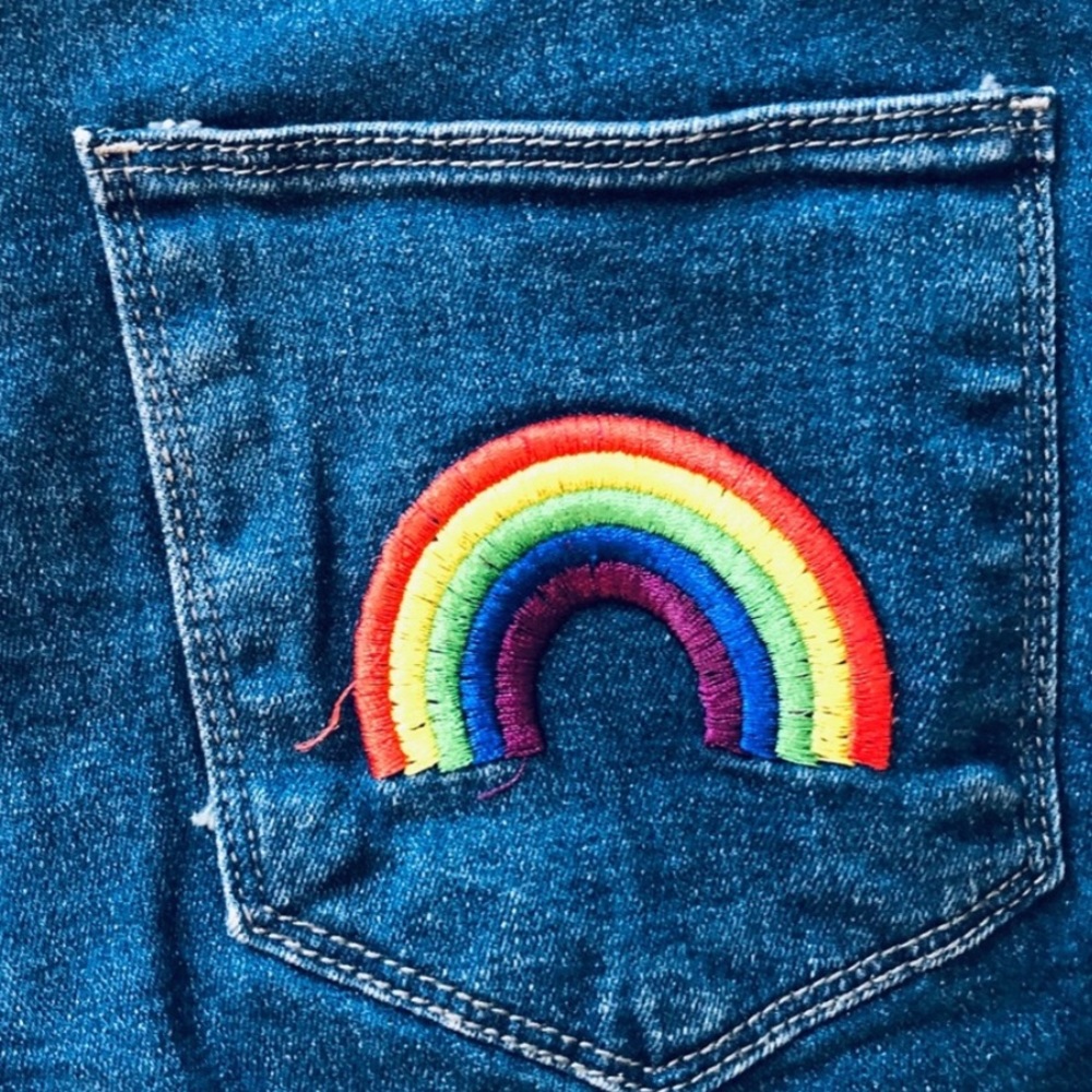 ModCloth Denim Cutoff Rainbow 🌈 Shorts XS - Picture 7 of 10